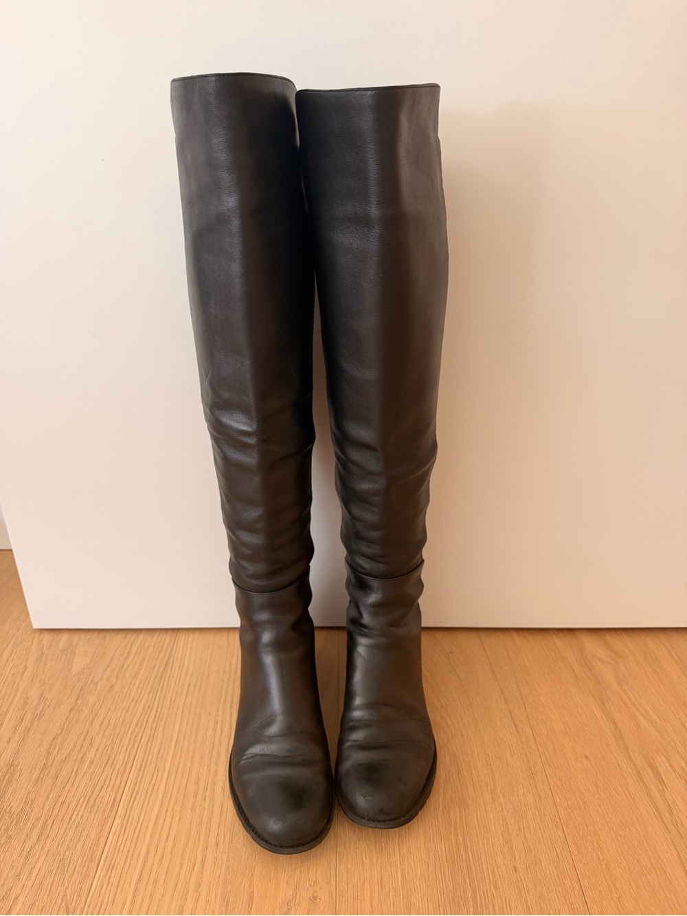 Stuart Weitzman 5050 Over-the-Knee Boots Black Nappa Leather Size 7.5